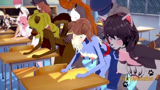 Furry Hentai 3d Yiff – Group Sex Furry in a Class