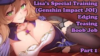Hentai Joi - Sesión de entrenamiento especial de Lisa, sesión 1 (bordes, burlas, trabajo de tetas, Genshin Impact)