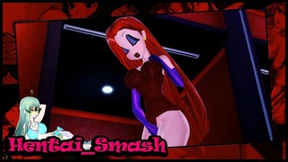 Jessica Rabbit se mete los dedos en el coño en una suite compartida. Porno de dibujos animados.
