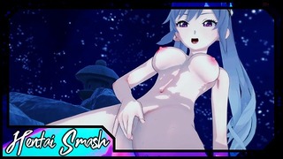 Keqing Sexy Springs'te Amını Parmaklıyor - Genshin Impact anime