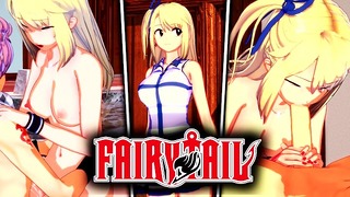 Lucy Heartfilia - Blond teenager rider på en stor pik i haven i Fairy Tail hentai porno