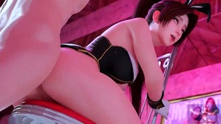 Mai Shiranui – Asian babe fucked from behind on the chair in Dead or Alive hentai porn