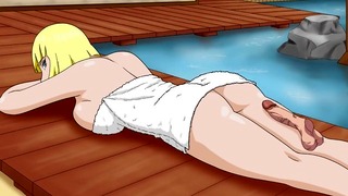 Самуи - Грудастую блондинку делают массаж у бассейна в Naruto hentai порно