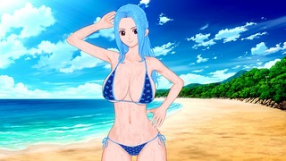 One Piece: Prsatá dívka Vivi miluje plážový sex (3d Hentai)