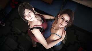 Resident Evil - Лесбийки - Jill Valentine X Ada Wong - 3d порно