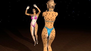 Két Cheetah Bikini Girls Dance for You Softcore Bouncy Tits