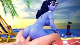 Widowmaker Riding Cock on the Shore del 3 [grand Cupido] ( Overwatch )