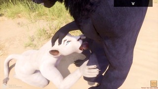 Lioness Sucks Werewolf Cock on the Beach and Rides Dick