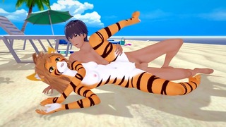 Harige pornoseks met tijger Anime Porno harige vacht