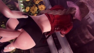 Aerith Gainsborough and Cloud Strife in Her Flower Garden. Gcraw. Final Fantasy