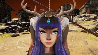 Ciervo-niña Freyja en el pueblo vikingo [4k 60fps, 3d anime Juego, Sin censura, Configuraciones Ultra]