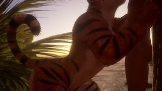 Feminino Tiger Orgasm Squeezes His Cock (por dentro) | Vida desagradável peludo