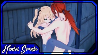 Fischl Titty Fucks Dulic, se fait baiser contre un mur - Genshin Impact Hentai.