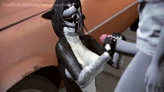 Pelzig Yiff - Skater Wolf Girl wird draußen gebumst! (3D-SL-Animation)