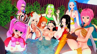 Luffy fode todas as garotas from one Piece até Torta de Creme – anime Hentai 3d Compilação