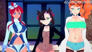 Pokemon Sex Party - Trainer Girls sonya, Skyla e Marnie scopate allo stesso tempo fino a Creampie