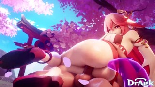 Hot Foxy Yae Miko Gets Fucked Harsh from Below and Loves It – Genshin Impact