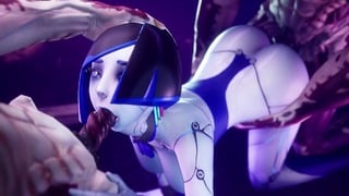 Sexy Robot Girl Ride Two Long Aliens Cocks Subverse