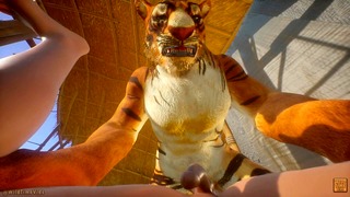 Тигровый пушистый завязывает юного гея-чувака Pov