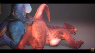 Vida Áspera Dragón Lesbiana Amor Rojo Azul Scalie