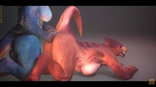 Rough Life DragÃ³n Lesbian Love Red Blue Scalie - XAnimu.com