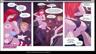 Black Widow Ausfallzeit-Comic-Porno mit Bildunterschrift America Marvel Comics