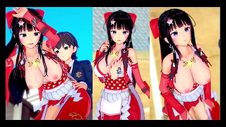 エロゲーコイカツ 爆乳女巫女剣士 甲斐 オリキャラ のおっぱい揉みまくり