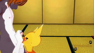 Digimon lông Hentai – Taomon & Grey Fox Boobjob, Handjob, Quan hệ tình dục bằng miệng và Fucked 1/2 – Yiff Manga Anime Khiêu dâm Nhật Bản