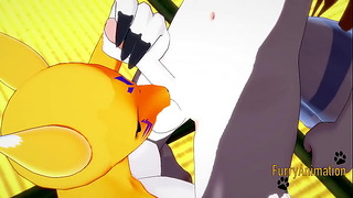 Digimon Hentai – Taomon & Grey Renard Fellation Branlette Boobjob Et Baisée Avec Multiples Cum Shot 1/2