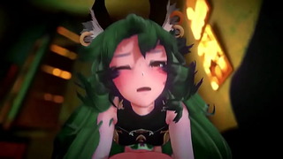 Granblue Ferry Harsh Cowgirl Anime Creampie 3D MMD Half Furry Mørkegrøn Hårfarve Edit Smixix