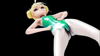 Hentai MMD Alicia Bass Knight Dance 3D Blondie Girl Μαλακό πράσινο κοστούμι Χρώμα Επεξεργασία Smixix