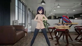 Hentai MMD Dance Undress 3D Naked Dark Girl Socks Little Boobs Marshall Maximizer Blue Hair Color Edit Smixix