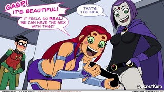 Teen Titans Doença de Emotobat Pt. 4 – Robin's Threesome With Ravin And Starfire – DP Anal Cream Pie