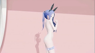 Digite Lo Chan Hentai Traje de dança Playboy MMD Cor de cabelo azul Editar Smixix