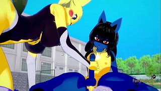 Pokemon Hentai Peloso Yiff 3D - Lucario X Pikachu Wild Sex - Giapponese asiatico Manga Gioco di cartoni animati Animazione porno