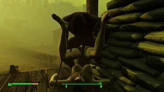 Aposentada negra fez uma garota grávida Fallout, jogo pornô 3D