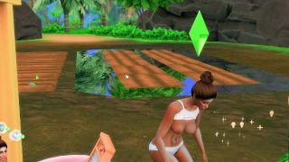 Chica isleña tetona haciendo jardinería y fumando cáñamo en topless - Juguemos a Sims 4 - Granja con Hoku 1