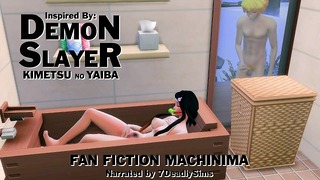 Незуко распыляется в ванне – истребительница демонов Hentai Пародия 5 – Вуайеристская фантазия – Ролевая игра Sims 4