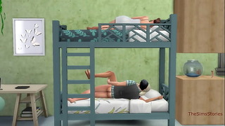 Папа трахает свою дочь на двухъярусной кровати