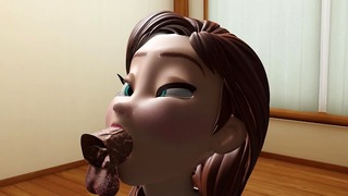 3D Anna от Frozen Blowjob Без звук