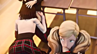 Ann Takamaki e Makoto Niijima amatoriale usa e getta succhiano cazzi in classe Persona 5