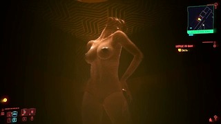 Cyberpunk 2077. Spogliarello con ologramma femminile. Cyberpunk dello strip club virtuale