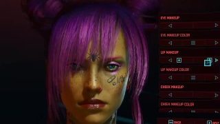 Personalização de personagem feminina cyberpunk