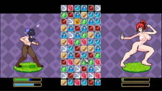 Doki Doki Tri-Lijn Hentai Nsfw-spel aflevering 1 Succubus Catfight scheurt hun kleren tijdens het vechten