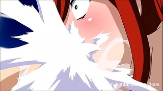Paródia de Fairy Tail Xxx - Erza dá um boquete de sonho