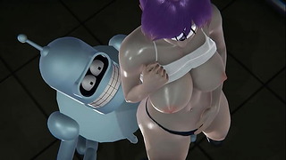 Futurama - Leela viene riempita di sperma da Bender - Porno 3D