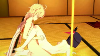 Genshin Impact Hentai - Sara fa un pompino e viene scopata da Aether - Asiatica giapponese Manga Anime Gioco porno