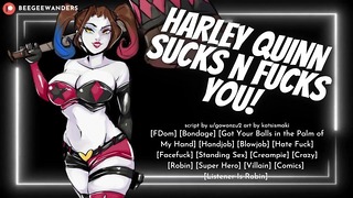 Harley Quinn Залавя и те разпитва с дупките си! еротичен Asmr Ролева игра за мъже