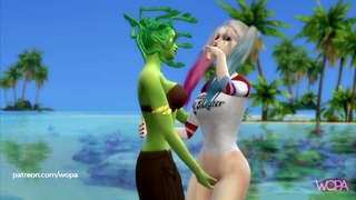 Harley Quinn i Meduza uprawiają seks w domu na plaży