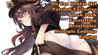 Hentai JOI - Adelanto exclusivo de Hu Tao Patreon, burlas, bordes, juego de respiración, Genshin Impact